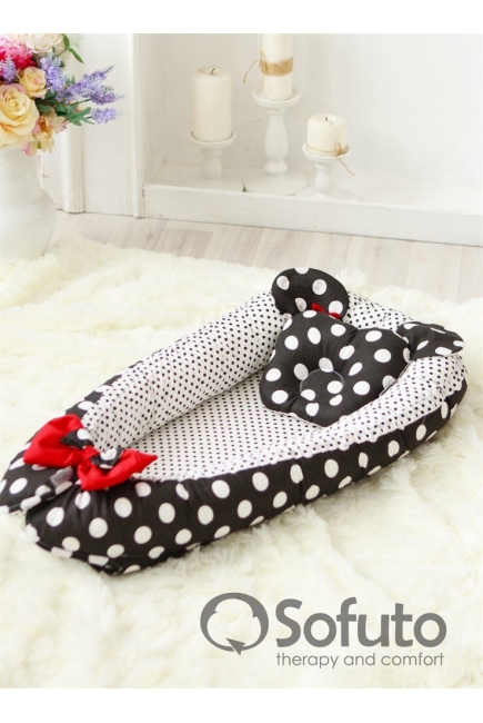 Гнездышко-кокон для новорожденных Babynest Minnie black dots