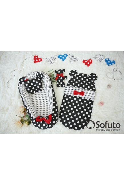 Гнездышко-кокон для новорожденных Babynest Minnie black dots