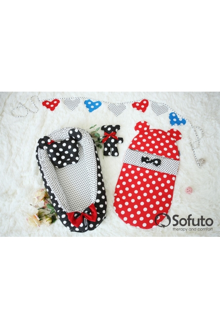 Гнездышко-кокон для новорожденных Babynest Minnie black dots