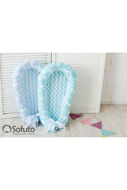 Гнездышко для новорожденных Babynest Stars and waves blue sky