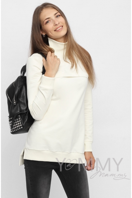 Джемпер для кормящих и беременных с высоким горлом, экрю