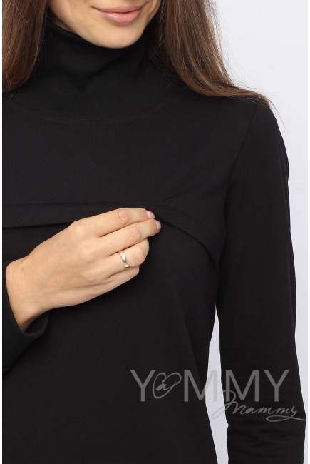 Джемпер для кормящих и беременных с высоким горлом, черный