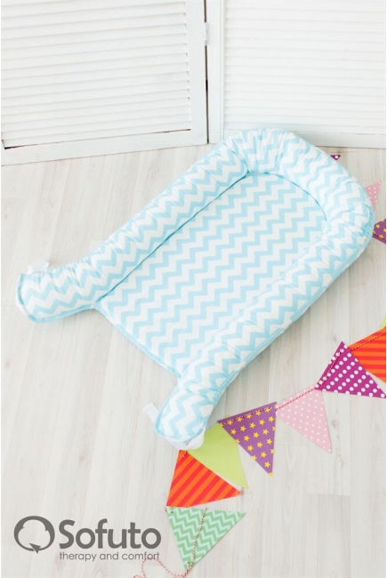 Кокон-гнездышко для новорожденных Babynest Stars and Waves Aqua