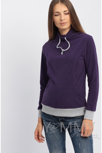 Толстовка для кормящих и беременных флисовая с завязками, цвет виноградная