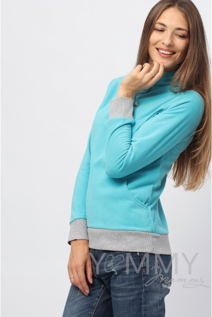 Толстовка для кормящих и беременных флисовая с завязками, цвет бирюзовая