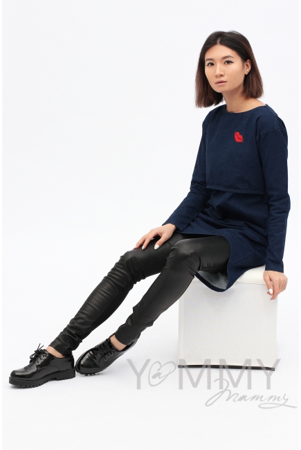 Универсальные брюки из эко-кожи черные для беременных