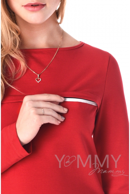 Платье для беременных и беременных с воланом, красное