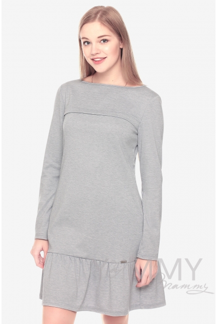 Платье для кормящих и беременных с воланом, жемчужное