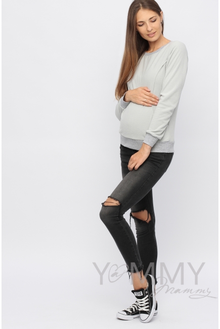 Джемпер для кормящих и беременных флисовый, цвет серый