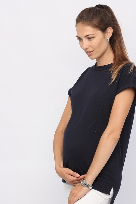 Футболка для беременных и кормящих, цвет темно-синий