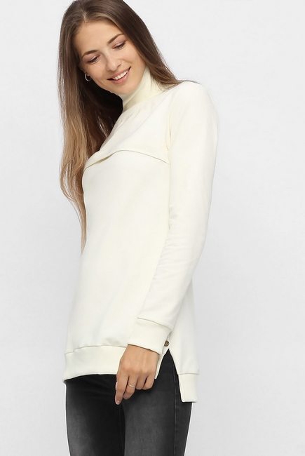 Джемпер для кормящих и беременных с высоким горлом, экрю