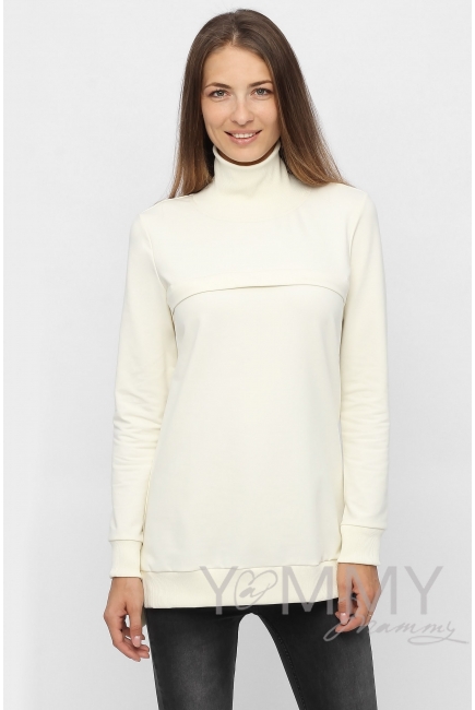Джемпер для кормящих и беременных с высоким горлом, экрю