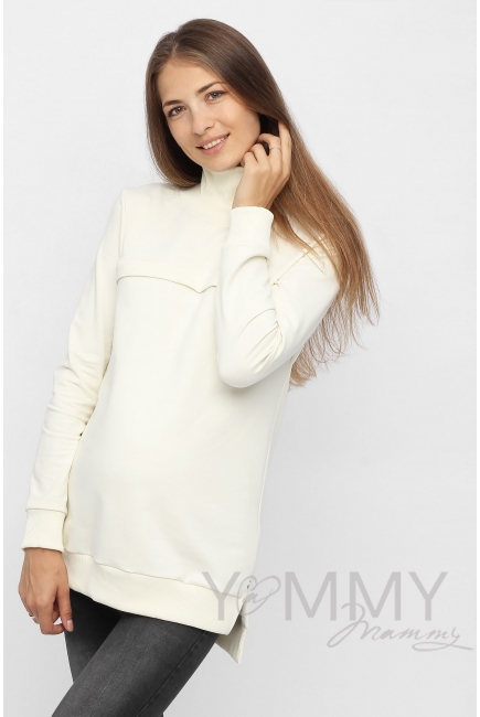 Джемпер для кормящих и беременных с высоким горлом, экрю