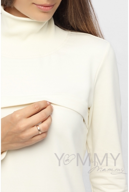 Джемпер для кормящих и беременных с высоким горлом, экрю