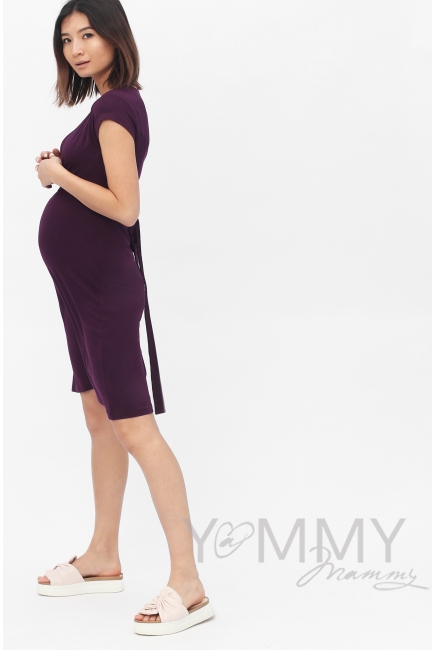 Платье на запах для беременных и кормящих, темно-лиловый