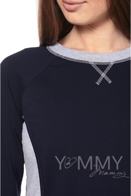 Платье спортивное тёмно-синее для кормящих