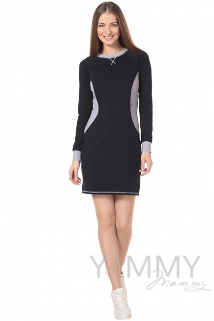 Платье спортивное тёмно-синее для кормящих