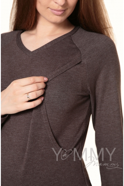 Костюм для беременных и кормящих из джемпера и брюк, мускат меланж