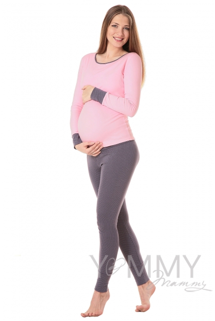 Комплект для дома серый / розовый горошек