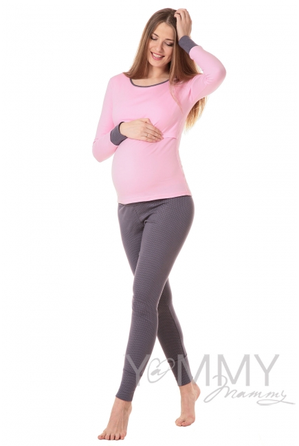 Комплект для дома серый / розовый горошек