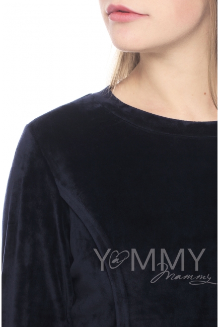 Костюм велюровый для кормящих и беременных хамелеон, темно-синий