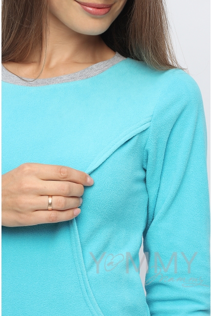 Джемпер для кормящих и беременных флисовый, цвет бирюзовый