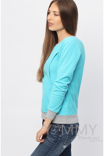 Джемпер для кормящих и беременных флисовый, цвет бирюзовый