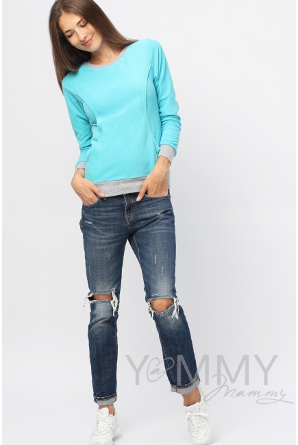 Джемпер для кормящих и беременных флисовый, цвет бирюзовый