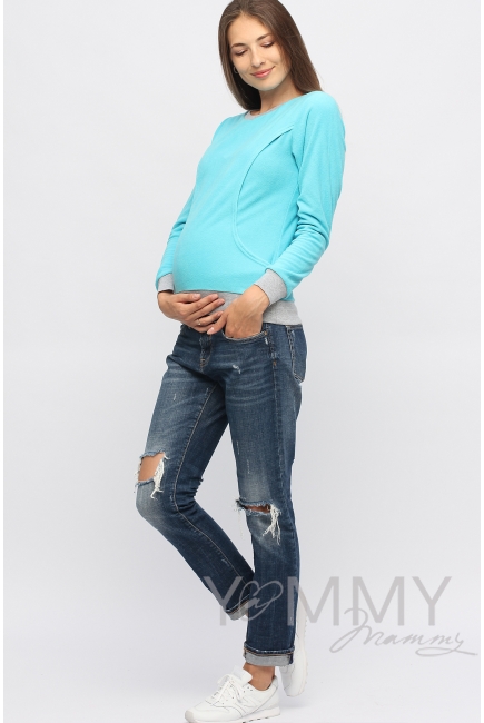 Джемпер для кормящих и беременных флисовый, цвет бирюзовый