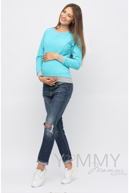 Джемпер для кормящих и беременных флисовый, цвет бирюзовый