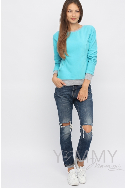 Джемпер для кормящих и беременных флисовый, цвет бирюзовый