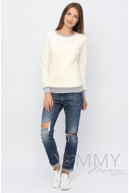 Джемпер для кормящих и беременных флисовый, цвет экрю