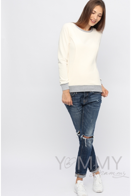 Джемпер для кормящих и беременных флисовый, цвет экрю