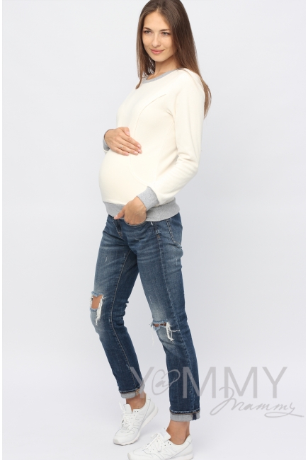 Джемпер для кормящих и беременных флисовый, цвет экрю