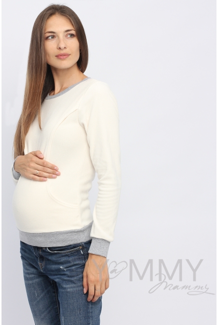 Джемпер для кормящих и беременных флисовый, цвет экрю