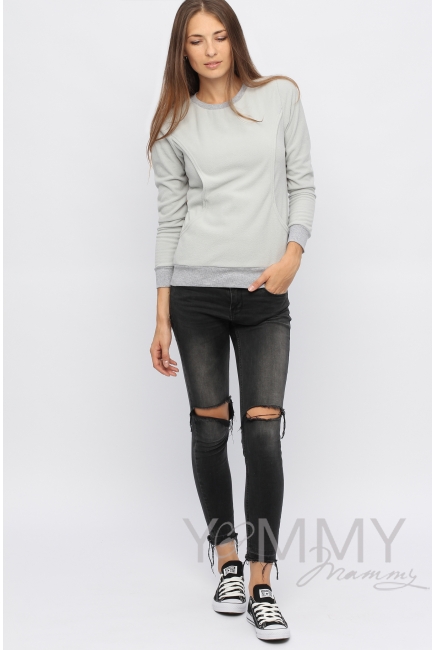 Джемпер для кормящих и беременных флисовый, цвет серый