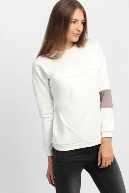 Свитшот для беременных и кормящих с декоративной вставкой, экрю