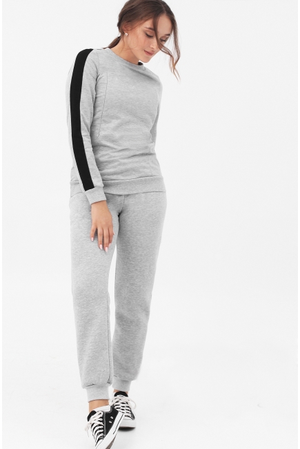 Универсальные брюки с начесом серый меланж для кормящих