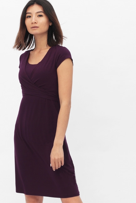 Платье на запах для беременных и кормящих, темно-лиловый