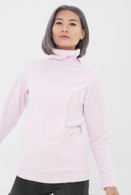 Толстовка для беременных и кормящих флисовая, цвет светло-розовый