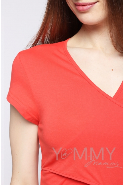 Платье-кимоно для дома трикотажное, цвет "алый"