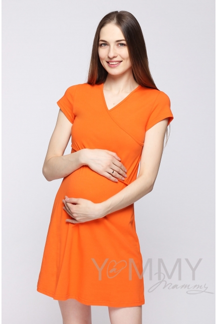 Платье-кимоно для дома трикотажное, цвет "оранжевый"