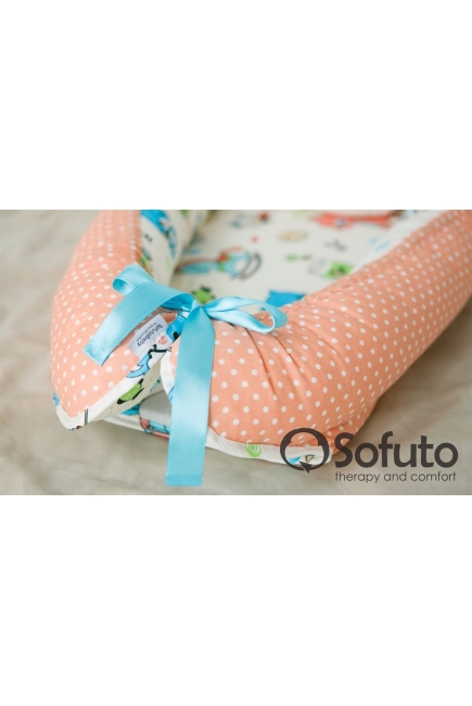 Кокон-гнездышко для новорожденных Babynest Stars and Waves Aqua