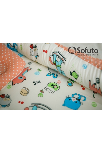 Кокон-гнездышко для новорожденных Babynest Stars and Waves Aqua