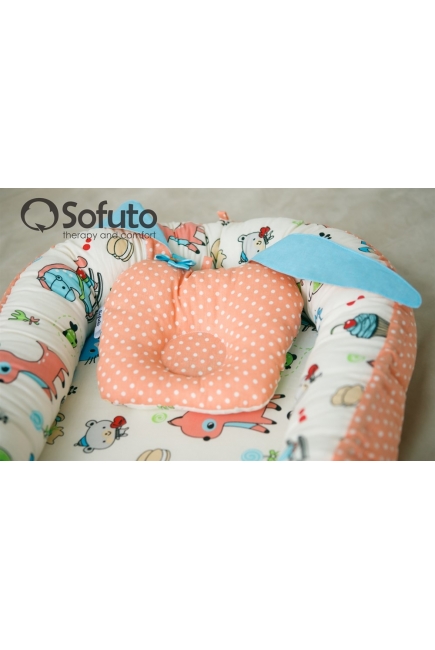 Кокон-гнездышко для новорожденных Babynest Stars and Waves Aqua