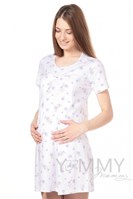 Сорочка с сиреневым цветочным принтом