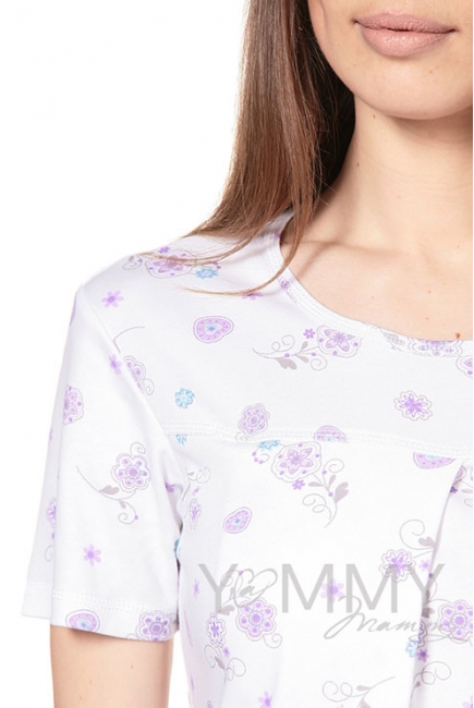 Сорочка с сиреневым цветочным принтом