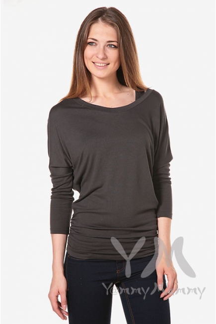 Блуза летучая мышь для кормящих и беременных, графит