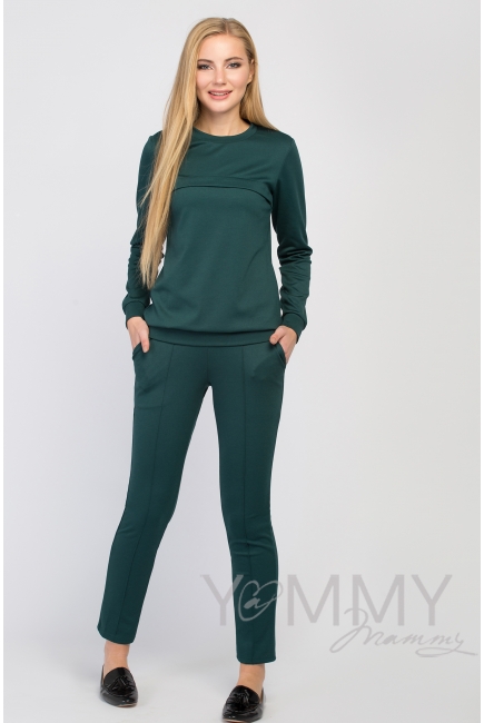 Костюм из плотной вискозы изумрудный