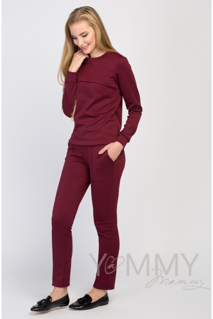 Костюм из плотной вискозы бургунди